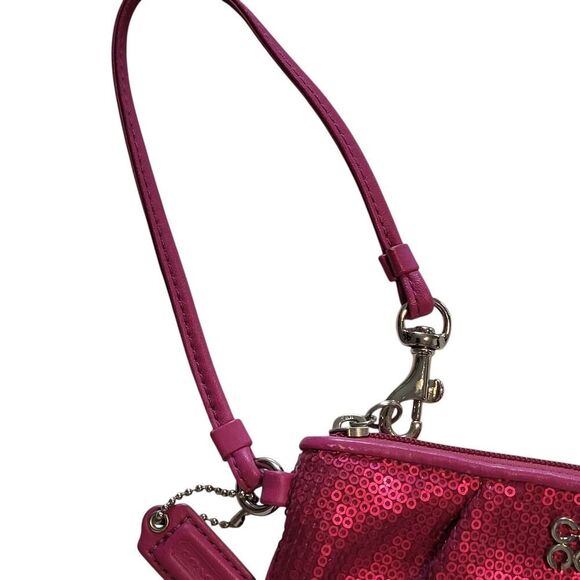 Coach Audrey Op Art Swirl Fuchsia Pink Sequin Wristlet & Evening Clutch 6 x 4 - Picture 11 of 12